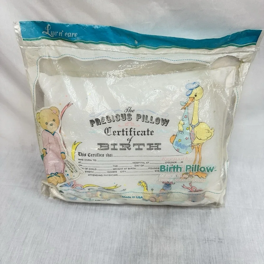 Baby Luv N' Care Birth Certificate Keepsake Pillow In Original Packaging New Vtg